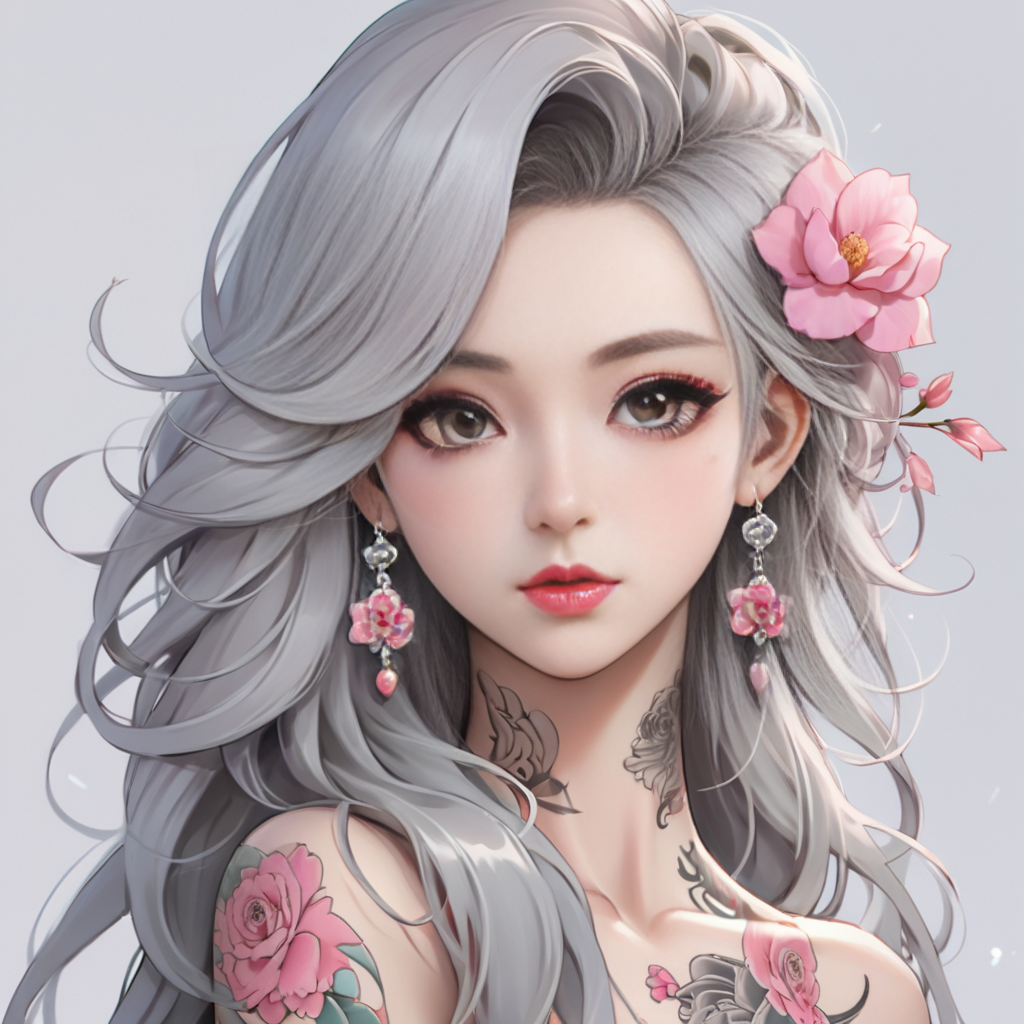 01299-1588324449-agg, glamorous curls, anime gorgeous girl, 1girl, pink flower, earrings, forehead marker, hair ornament, light gray long hair, t.png